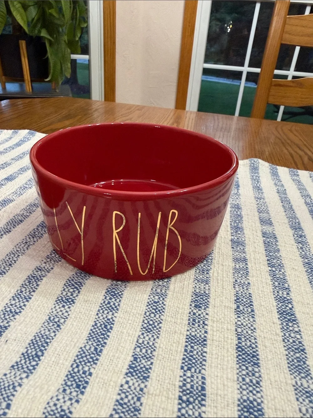 Rae Dunn Red Ceramic Pet Bowls with Gold Lettering - Set of 2